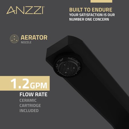 Anzzi 2-Handle 3-Hole Widespread Bathroom Faucet, Matte Black L-AZ902MB